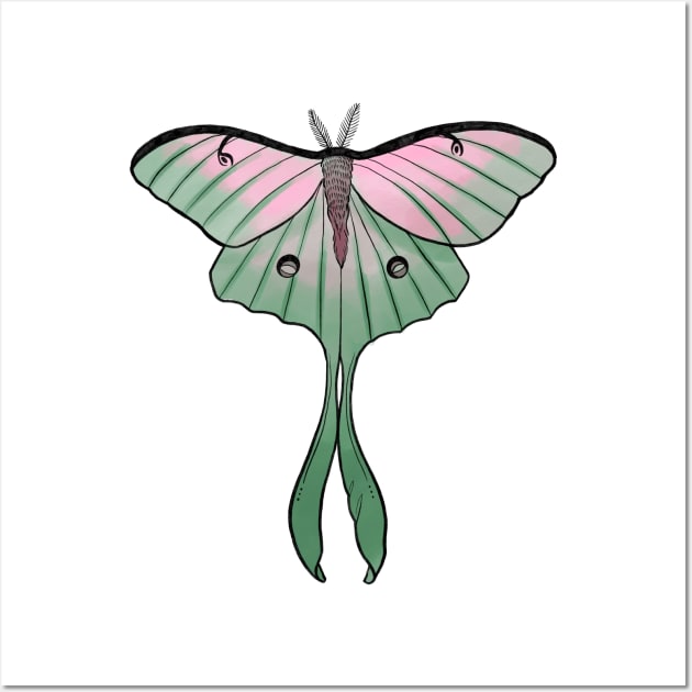 Pink Luna Moth Design Wall Art by Ley Guth Art